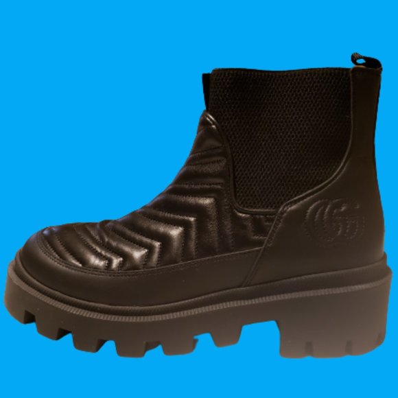 GUCCI Frances Matelassé Double G Logo Chelsea Women Boots Sz: 8 - Picture 9 of 10